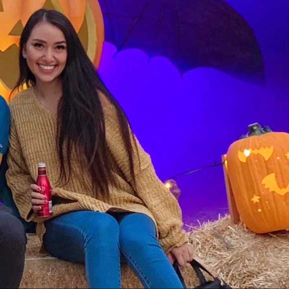 Mustard Yellow V-Neck Knit Confetti Sweater - Picture 8 of 8